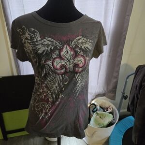 Body Central Black and Pink Fitted Short Sleeve Tee